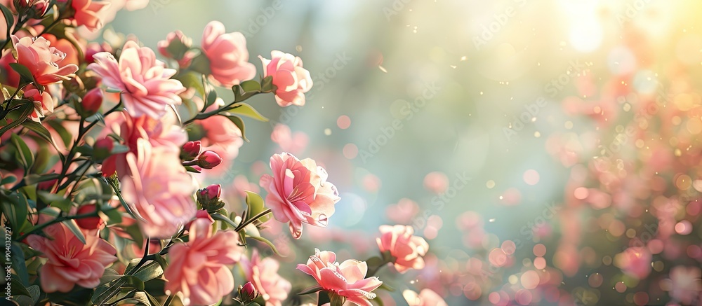 Poster a vibrant image capturing blooming spring flowers offers ample copy space for creative use