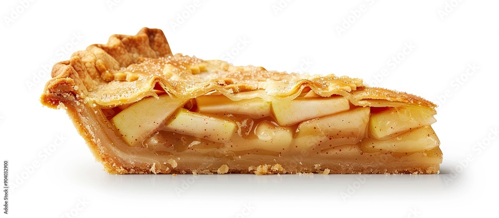 Aufkleber Apple pie slice presented on a white backdrop with ample copy space image