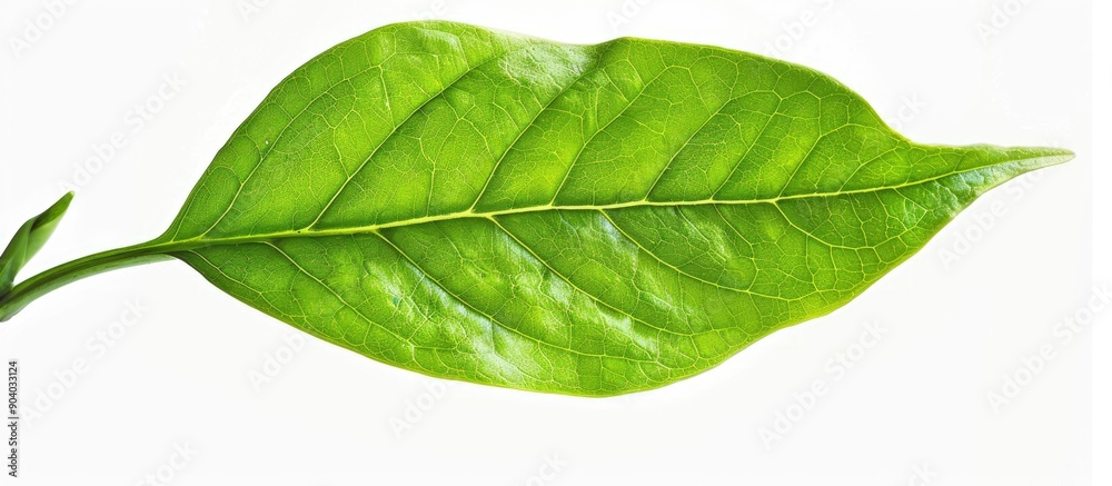 Poster an isolated green leaf against a white background with copy space image