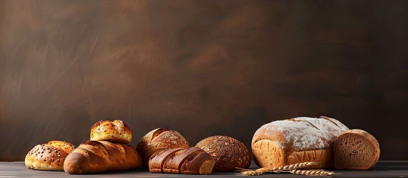 Various sizes of organic breads showcased in a copy space image