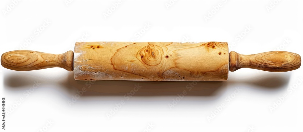Poster Isolated image of a rolling pin with flat dough allowing for copy space image