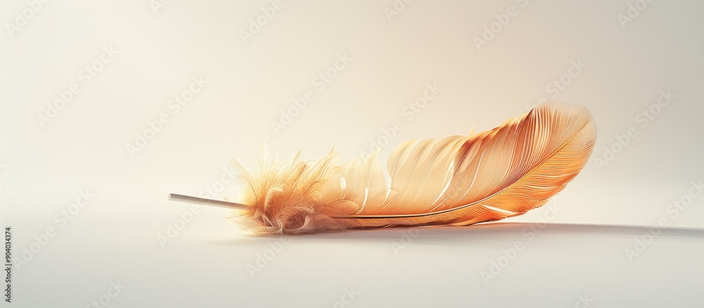 Aufkleber Feather from a bird displayed on a plain white backdrop with ample copy space image