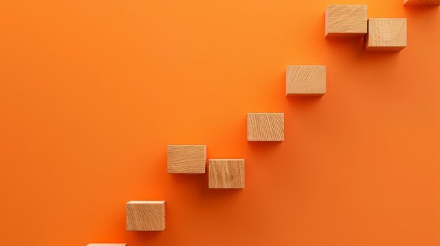 wooden blocks timeline , milestone timeline blocks , orange background timeline , wooden blocks timeline image