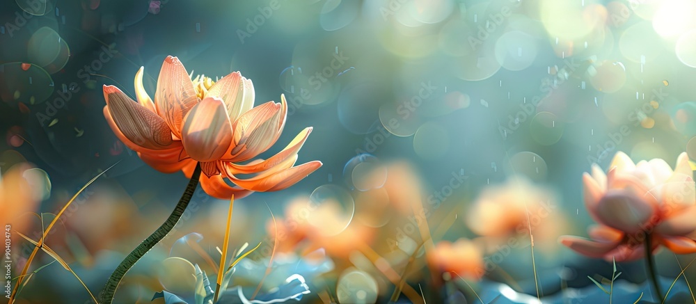 Aufkleber Image showing a captivating flower in the foreground with space for text or graphics alongside. . image with copy space