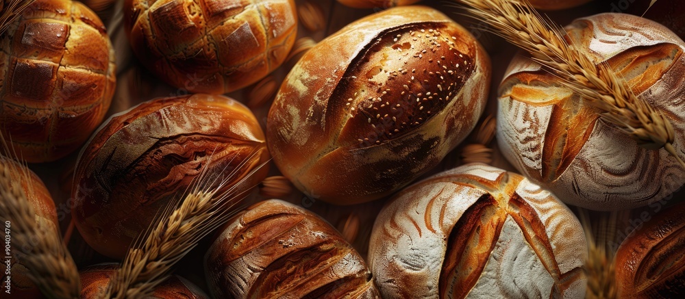 Aufkleber fresh bakery bread available for purchase in the market showcasing a delightful variety with a copy 