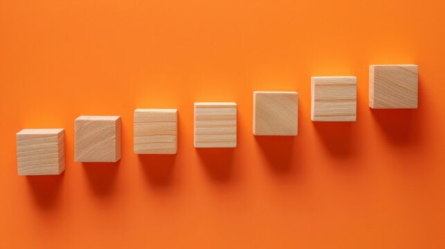 wooden blocks timeline , milestone timeline blocks , orange background timeline , wooden blocks timeline image