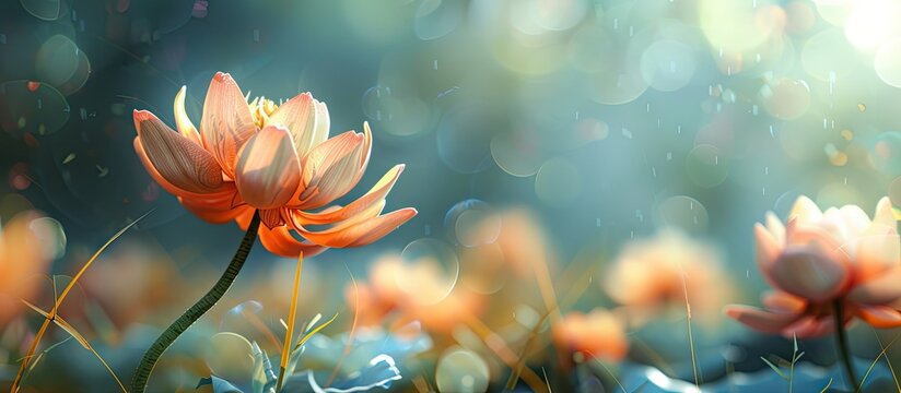 Image showing a captivating flower in the foreground with space for text or graphics alongside. . image with copy space