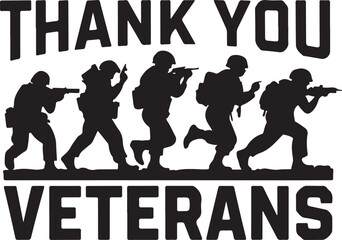 Thank You Veterans Silhouette Vector