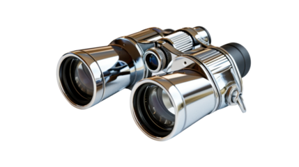 Chrome binoculars on transparent background