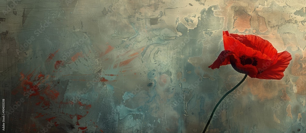 Poster impressionistic multi shot photo with copy space image of a red poppy