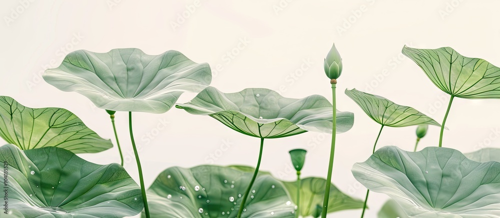 Poster green lotus leaves with a fresh appearance on a copy space image