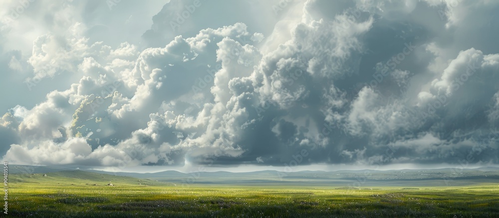 Poster Clouds in a picturesque landscape ideal for adding a copy space image of nature s weather