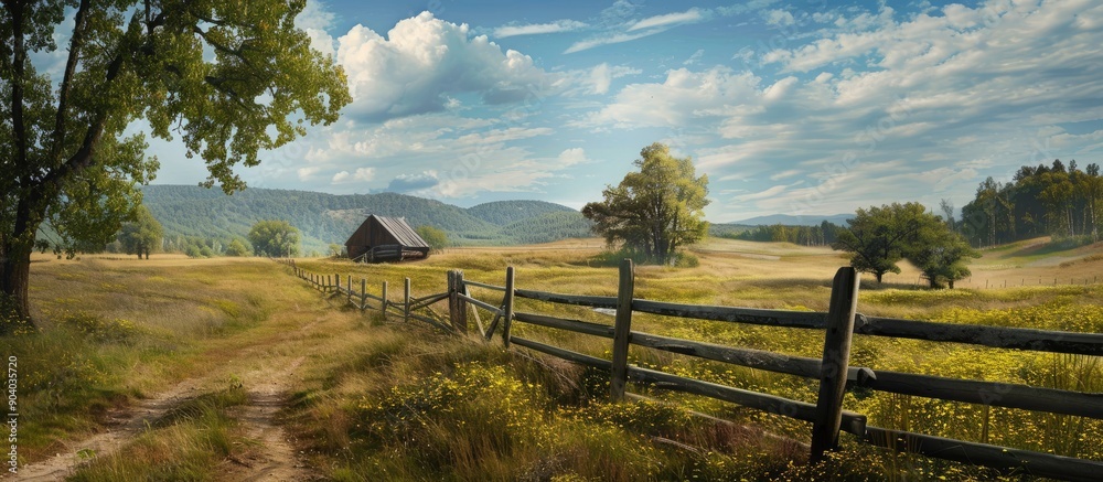 Poster scenic countryside depicted in a rustic landscape with copy space image