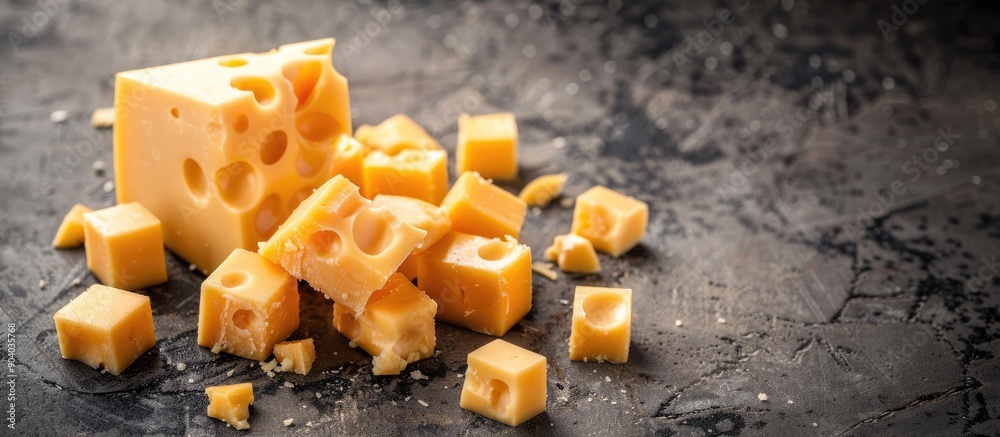 Aufkleber Cheddar cheese displayed with a blank space around for any additional image content
