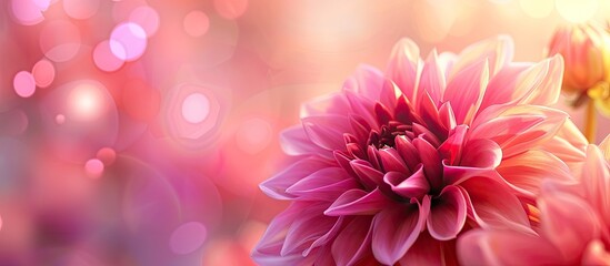 Obraz premium A vibrant pink flower is in full bloom showcasing its beauty and vivid colors against a soft background with copy space image