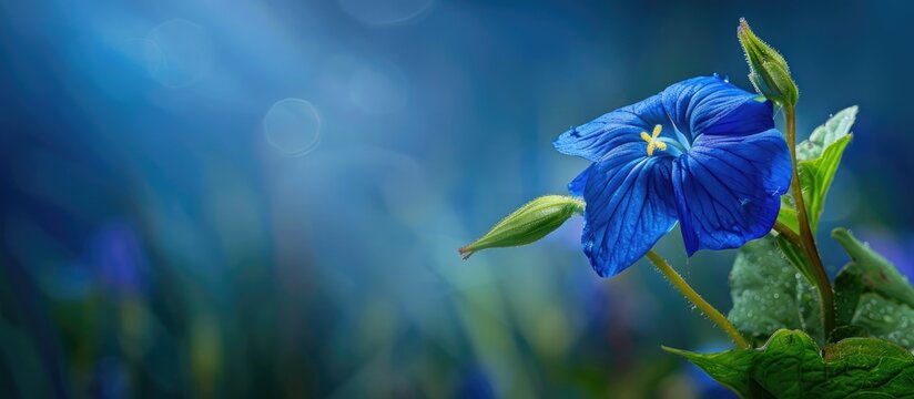 Commelina erecta showcases a vibrant blue hue in a copy space image
