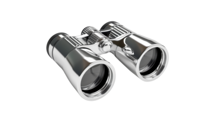 Chrome binoculars on transparent background