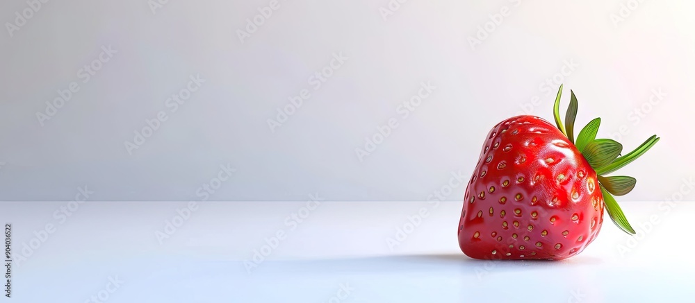 Poster Fresh strawberry on a white surface with empty space for copying images