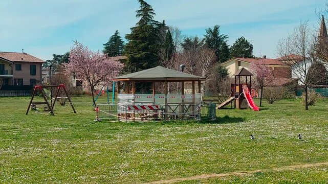 bibbiano Reggio Emilia city playground Ring. High quality 4k footage