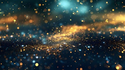 Obraz premium abstract blue and gold background with particles