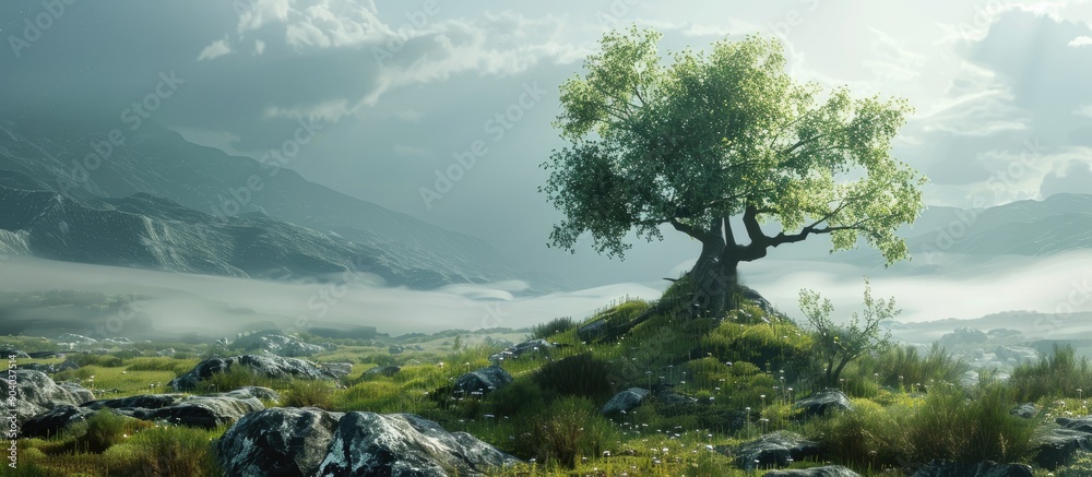 Poster nature s journey from life to death captured in a serene copy space image
