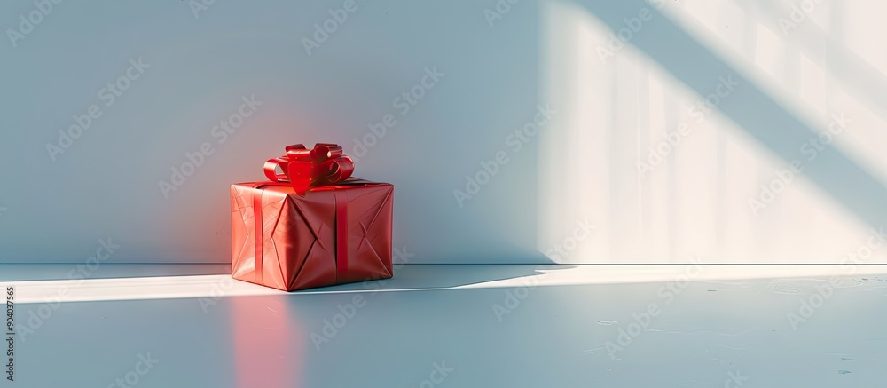 Poster a present featured on a blank white surface with copy space image