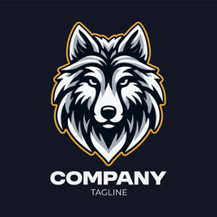 Minimalism Wolf Logo Design Template