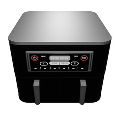 Fototapeta premium Airfryer Double black modeled in 3D/ PNG - Position 3