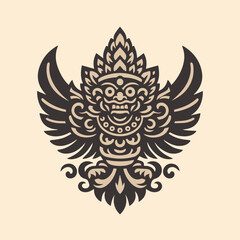 Minimalism Garuda in Balinese Style Logo Design Template