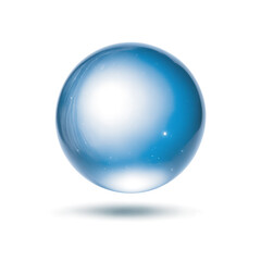 blue orb sphere floating on bright white background