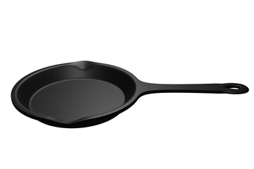 Black frying pan modeled in 3D / PNG - Position 6