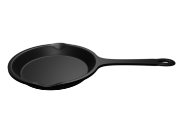 Black frying pan modeled in 3D / PNG - Position 6