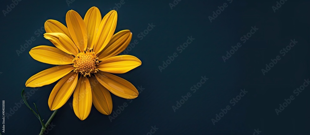 Poster A not yet bloomed yellow flower s pollen at the edge with a central empty space for text or graphics so it is a copy space image