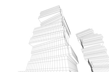 Fototapeta premium Abstract modern architecture 3d illustration