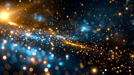 Fototapeta premium abstract blue and gold background with particles