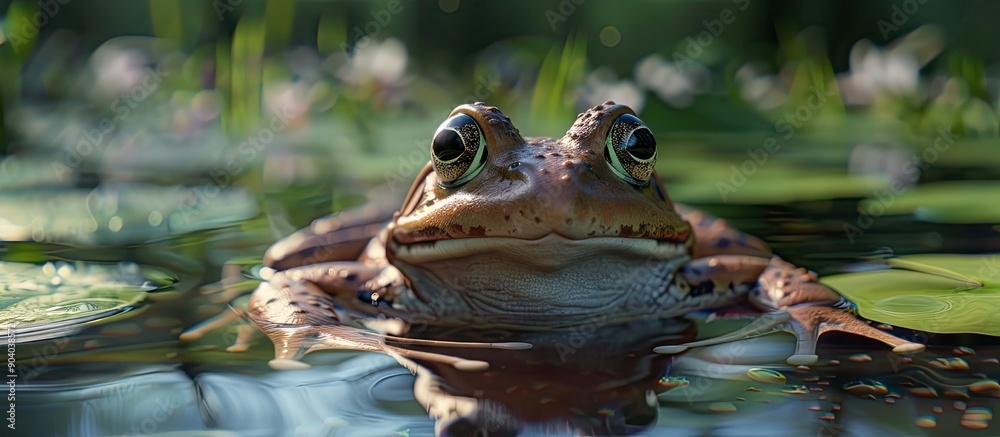 Poster Frog located in the center with copy space image