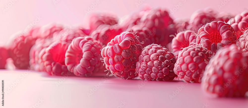 Poster fresh ripe raspberries with no artificial additives perfect for a copy space image