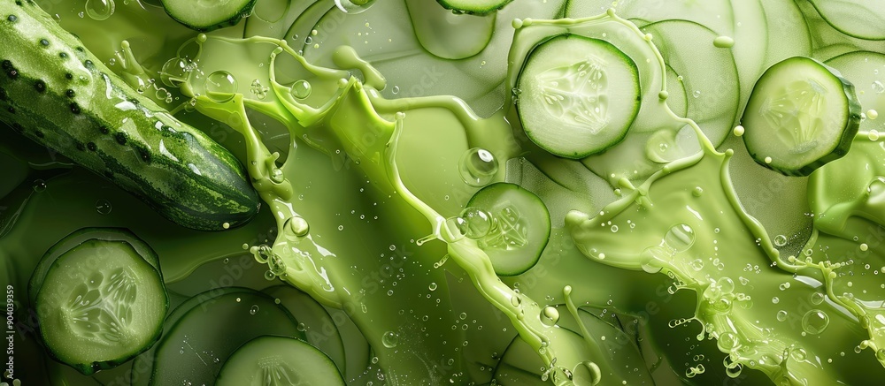 Poster Cucumbers are plants that yield edible fruit commonly picked unripe for culinary or refreshing purposes providing a versatile option in dishes and beverages Incorporate in ads with a copy space image