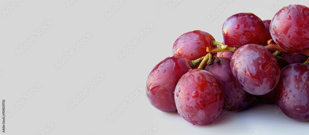 Aufkleber Red grapes on a plain white backdrop with copy space image for presentations or designs