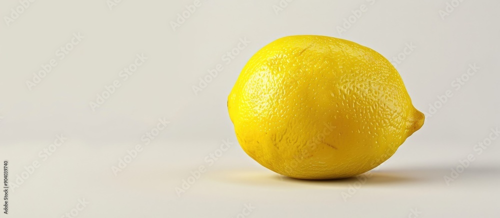 Poster a lemon positioned against a plain white backdrop with copy space image