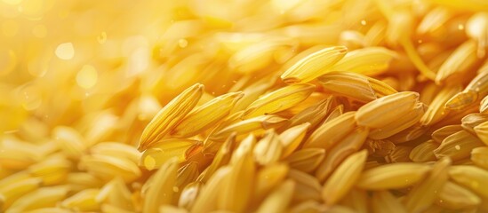 A zoomed in shot of yellowing rice with copy space image