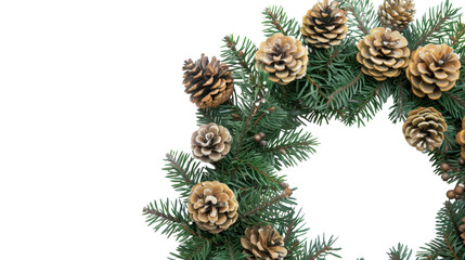 Christmas tree branches border garland on transparent background
