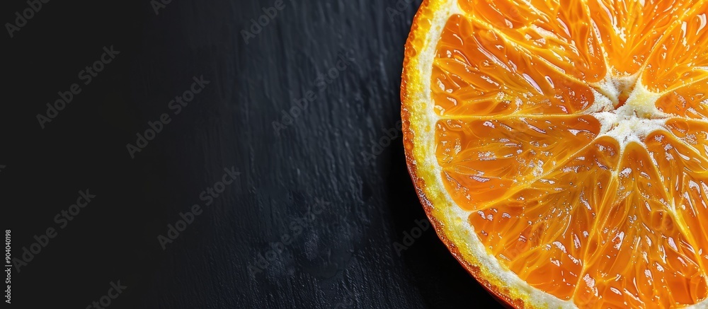 Poster close up shot of an orange slice with copy space image available