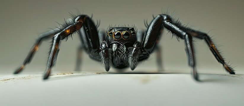 A female ground spider from the Gnaphosidae family with a background ideal for copy space images
