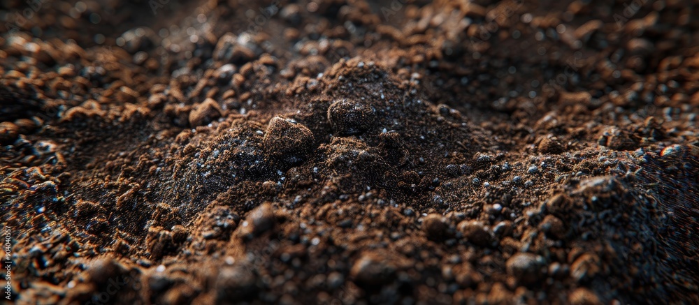 Poster close up of fertile soil for sowing plants showcasing details to enhance crop quality with copy spac