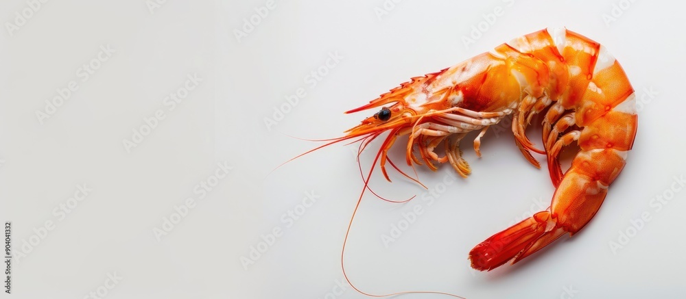 Poster tiger prawn seafood isolated on white background with copy space image