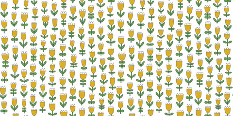 Seamless pattern with mustard abstract flowers