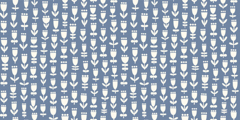Monochrome flowers seamless pattern. 