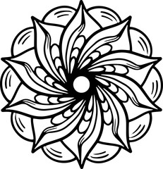 Abstract ornamental flower design element. Mandala style flower symmetric illustration.