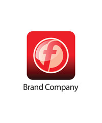 Letter F in emboss circle logo design icon template